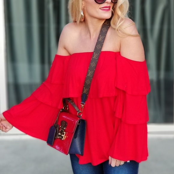 KIVA Red Off Shoulder Top - Picture 5 of 5